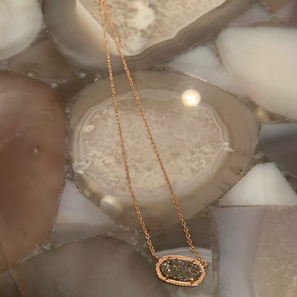 Rose gold Elisa necklace with platinum drusy - Picture 2 of 3